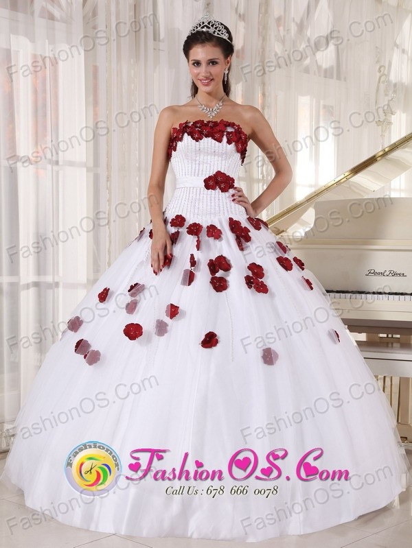 red and white mexican 15 dress