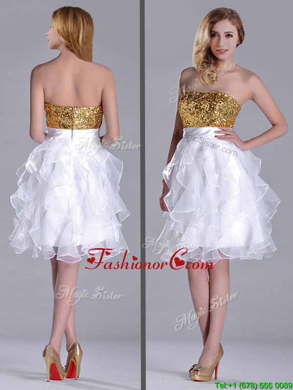 white and gold dama dresses