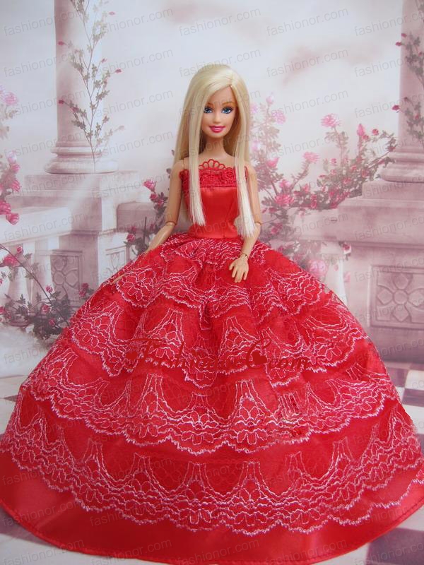 red barbie gown