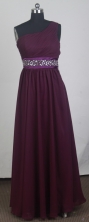 Popular Empire One Shoulder Floor-length Burgundy Prom Dress LHJ42847