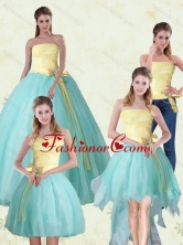 2015 Detachable Strapless Floor Length Multi Color Quinceanera Gown with Bowknot MLXNHY05TZA2FOR