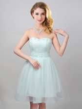 Flare Sweetheart Sleeveless Lace Up Vestidos de Damas Apple Green Tulle