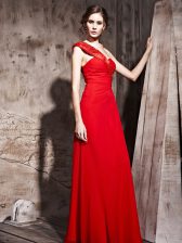  Taffeta Sweetheart Sleeveless Side Zipper Beading Dress for Prom in Red