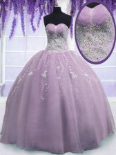 On Sale Lilac Zipper Sweetheart Beading Vestidos de Quinceanera Organza Sleeveless