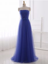 Edgy Sleeveless Beading and Belt Zipper Prom Gown