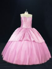 Adorable Sleeveless Beading Lace Up Ball Gown Prom Dress