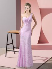 Discount Lilac Sleeveless Floor Length Beading and Lace Criss Cross Evening Dress