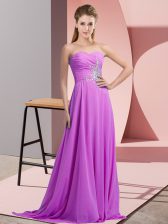 Modest Floor Length Empire Sleeveless Lilac Prom Evening Gown Lace Up