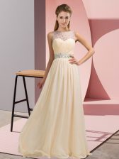 Cute Champagne Sleeveless Chiffon Backless Homecoming Dress for Prom and Party