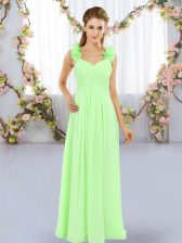 Edgy Chiffon Sleeveless Floor Length Vestidos de Damas and Hand Made Flower