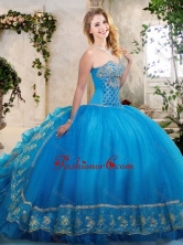 Big Puffy Teal Sweet 16 Dress with Beading and Appliques XFQD1055FOR