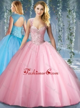 Lovely Pink Big Puffy Beaded Quinceanera Dress with Brush TrainSJQDDT595002FOR