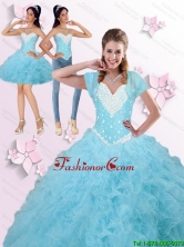 2015 Winter New Arrival Beaded and Ruffles Quinceanera Dresses in Blue SJQDDT90001FOR