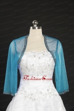 2014 Simple Blue Long Sleeves Wraps with Beading JSA014-26FOR