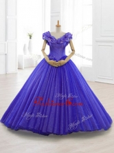 Classical Blue Off the Shoulder Long Quinceanera Dresses with AppliquesSWQD061FOR