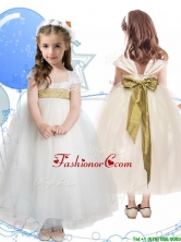 New Arrivals Square Cap Sleeves Little Girl Pageant Dress with Sashes THLG044FOR